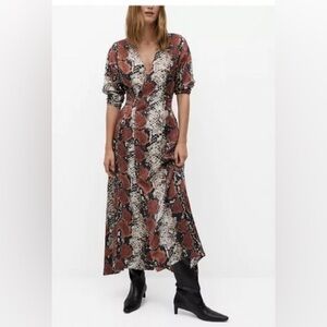 NWOT MANGO MGN Womens Midi Dress Size 4 Buttoned Down Front